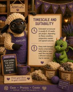 suitability A black sheep and a green dragon beside a sign about timescale and project suitability.